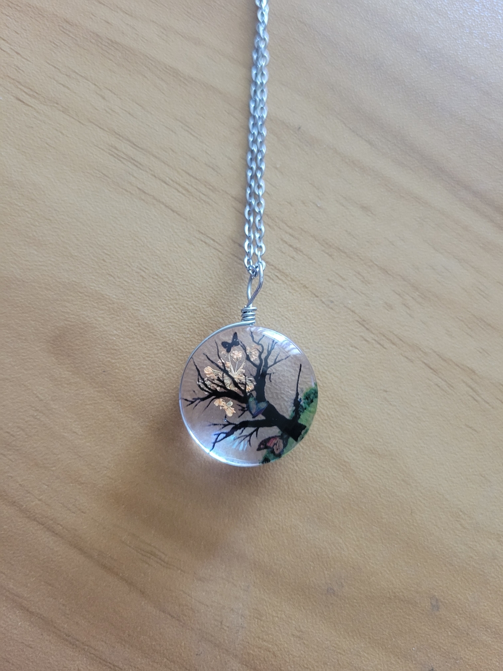 🖤NEW🖤 Handmade Glass Tree Pendant Necklace in Black and Green